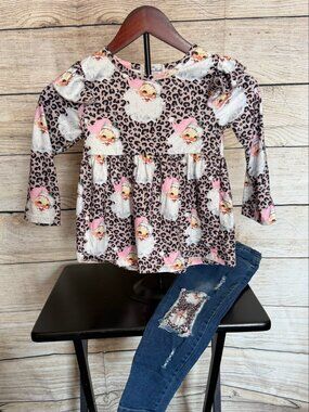Marie Nicole girls holiday tunic and jeans set size 5